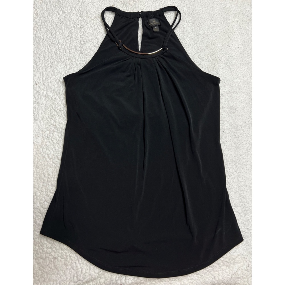Worthington tank top with gold metal accent along neck